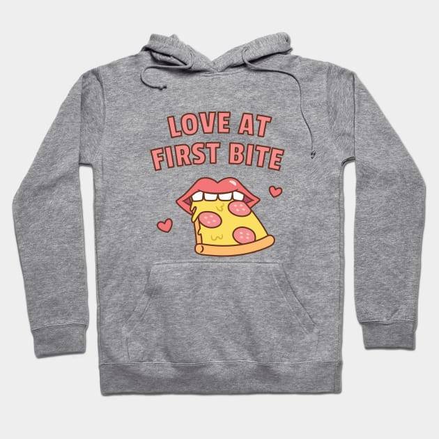 Love At First Bite Pizza Funny Hoodie by rustydoodle